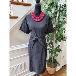 Gown Town Women's Black Polyester Round Neck Half Sleeve Length Dress Size 2XL